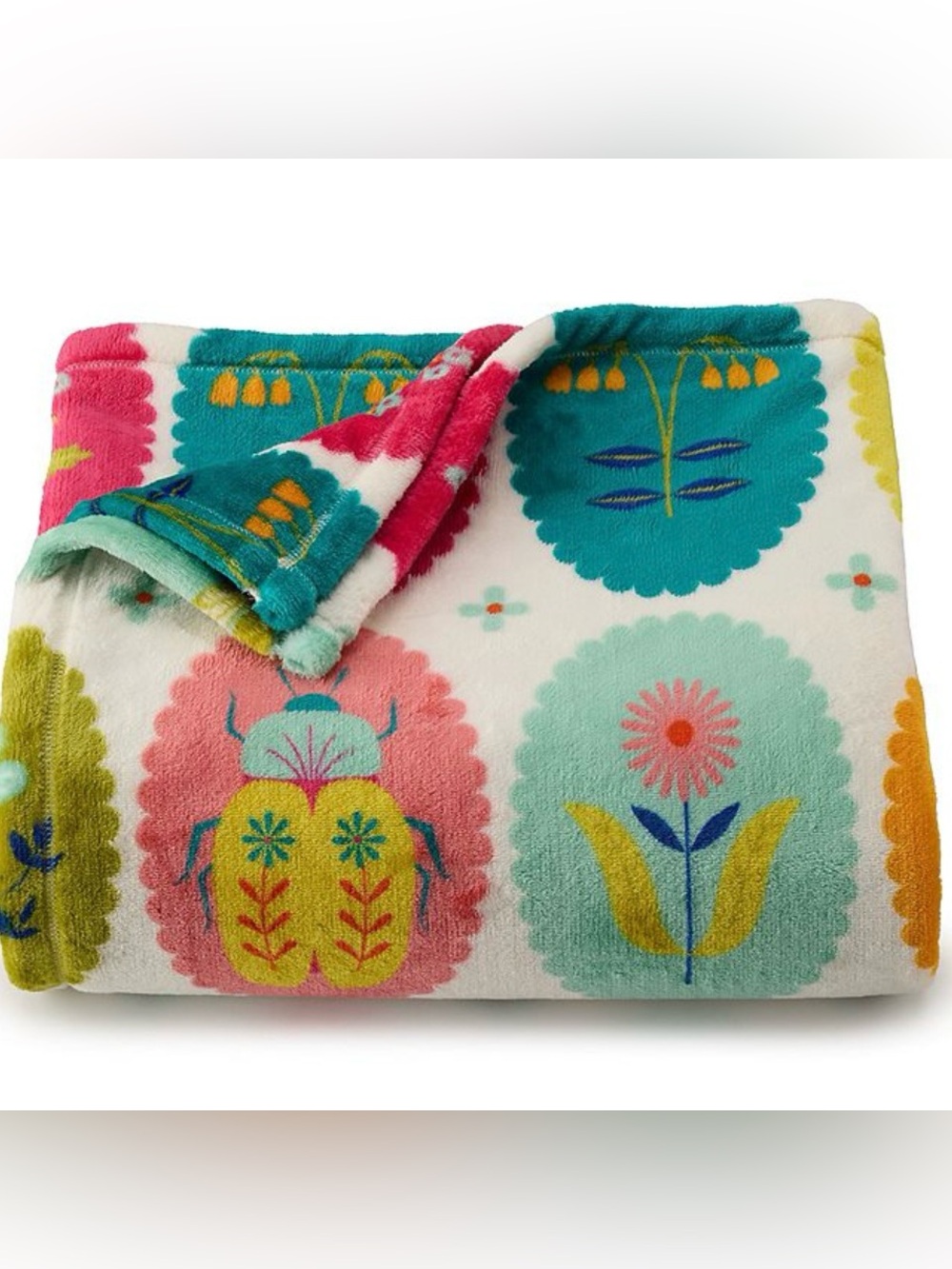 The Big One Oversized Supersoft Plush Throw Blanket Garden Icons 5’ X 6’ NEW
